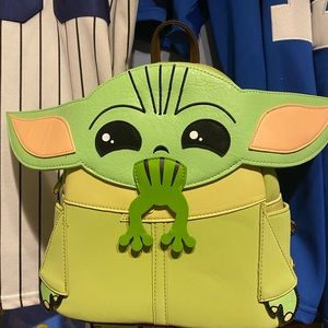 BoxLunch Baby Yoda with frog Loungefly backpack